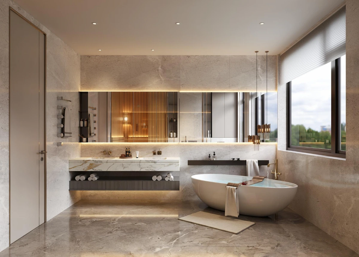 Minimalist Luxurious Bathroom with a Neutral Color Palette